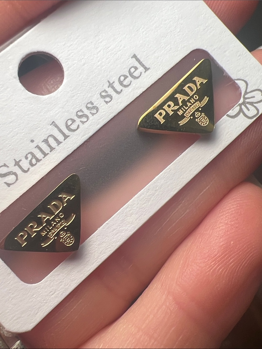 Minimalist Gold Triangle Logo Stud Earrings